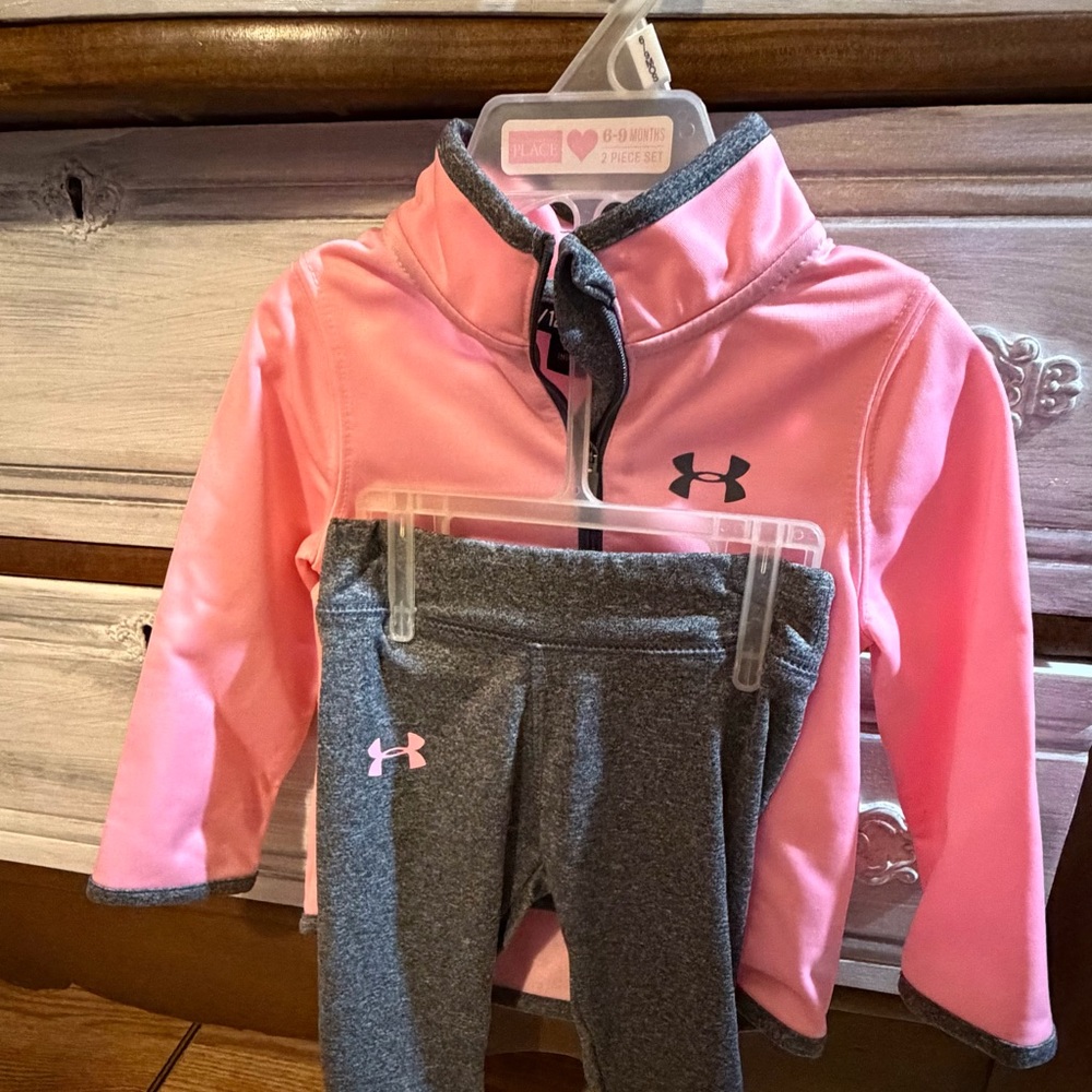 Under Armour Kids Pink and Gray Leggings Set